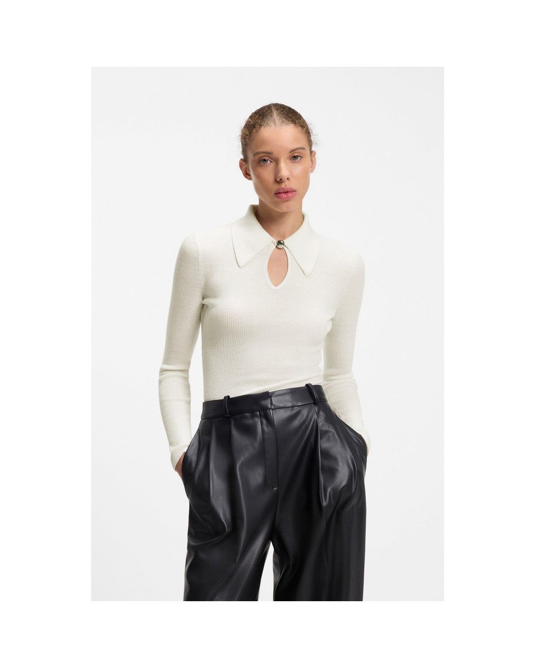 HUGO White Polo Sweater
