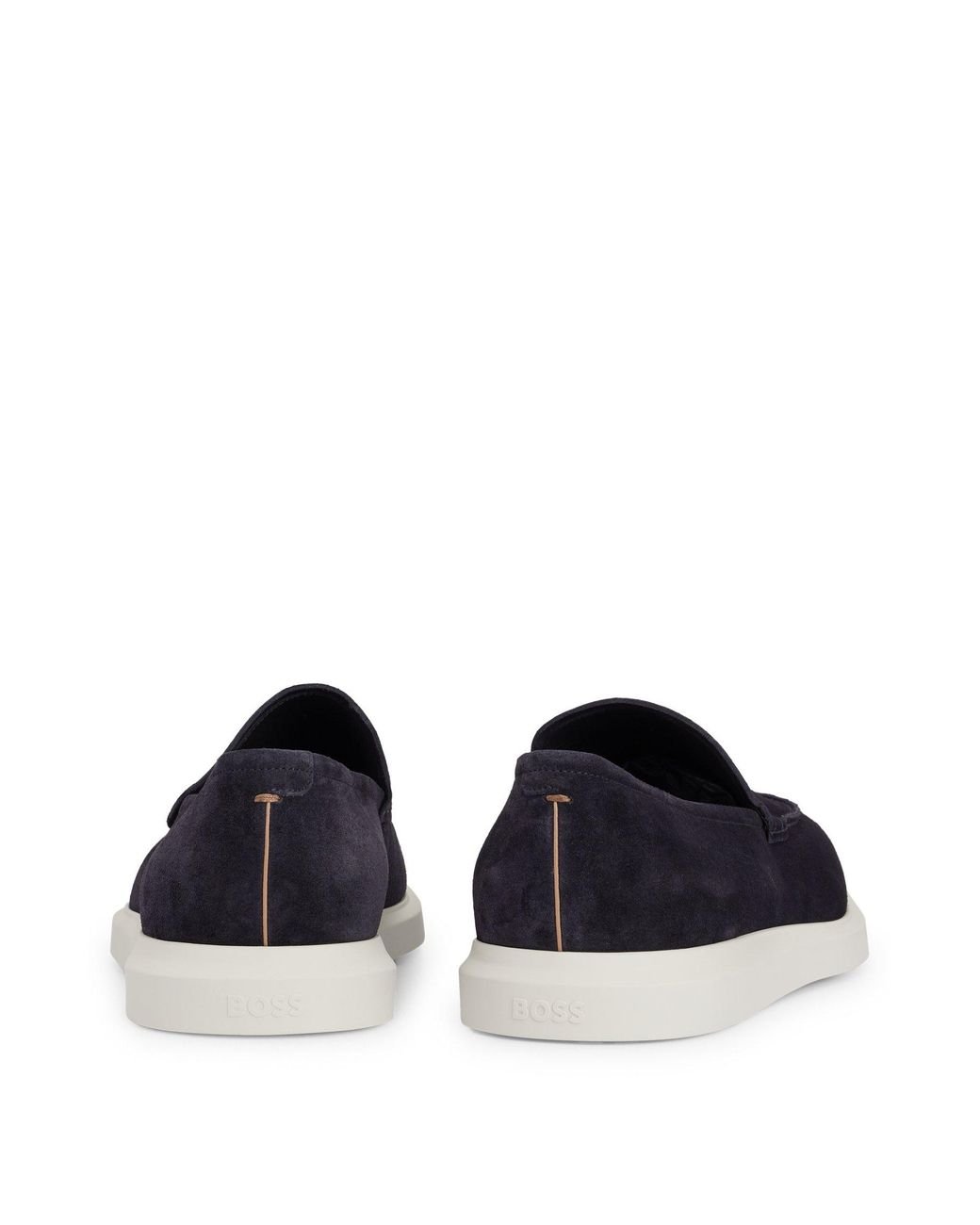 Hugo boss blue suede loafers deals