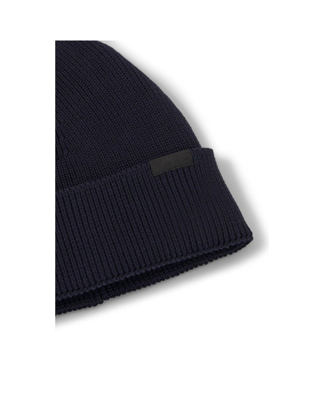 HUGO Blue Rib-Knit Beanie for men