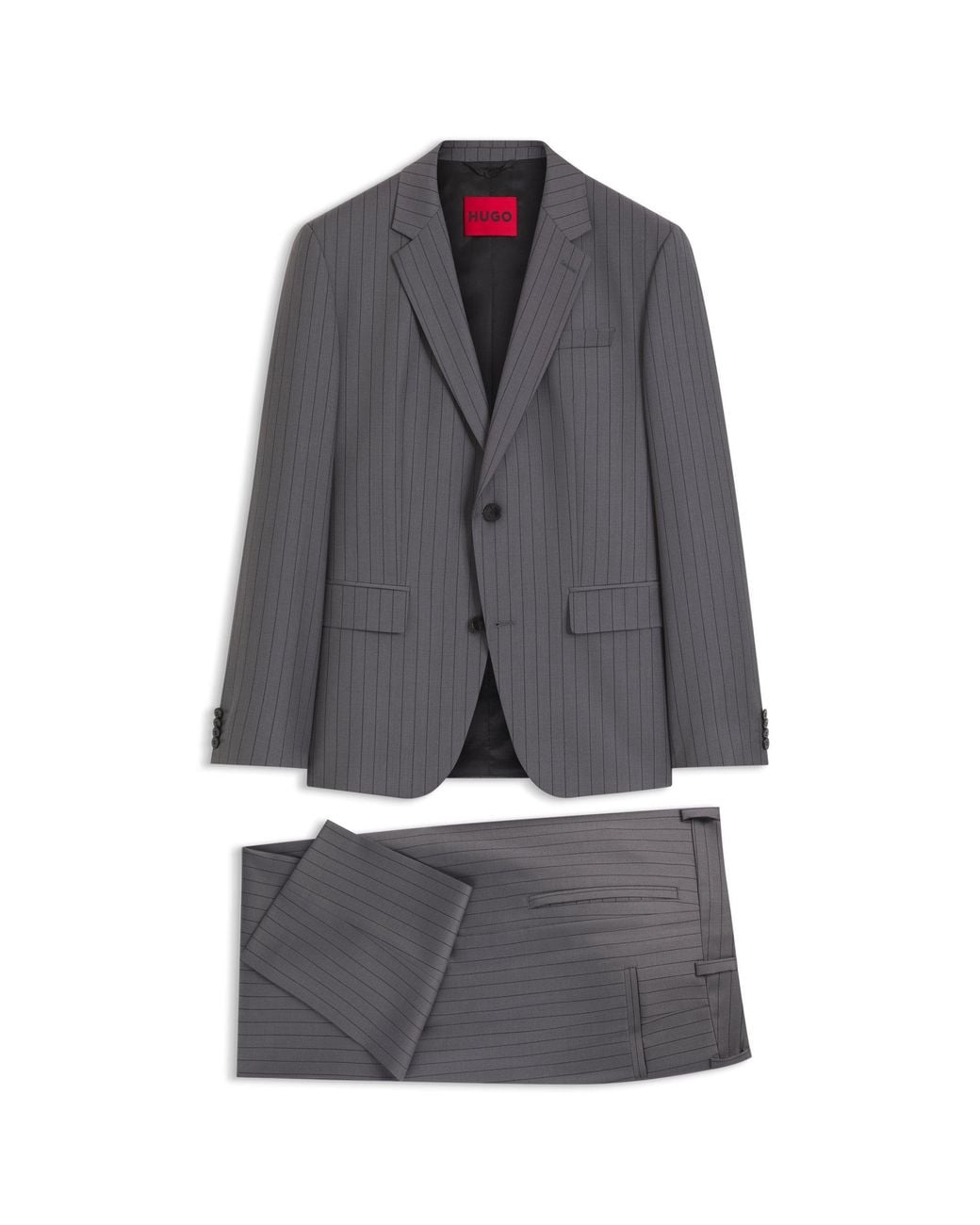 HUGO Gray Two-Piece Slim-Fit Suit for men