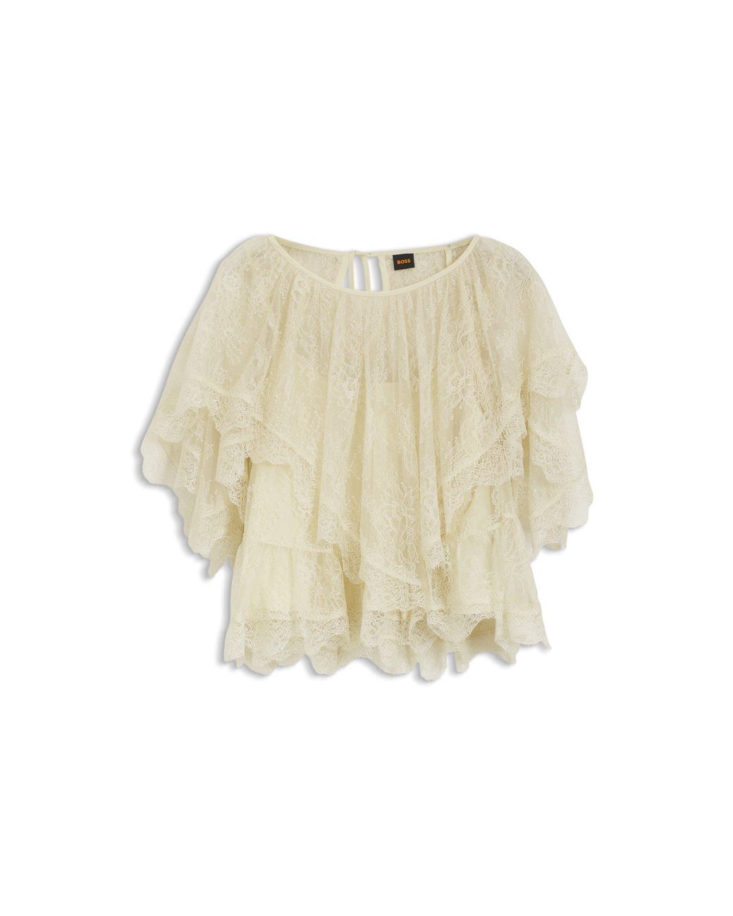 Boss Natural Mini Cape Blouse With Lace Trimmings
