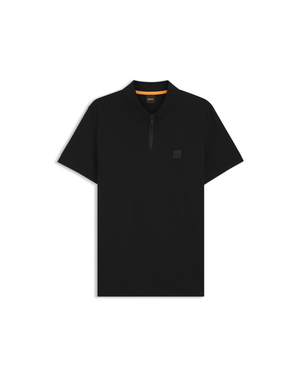 Boss Black Stretch-Cotton Slim-Fit Polo Shirt With Logo Patch for men