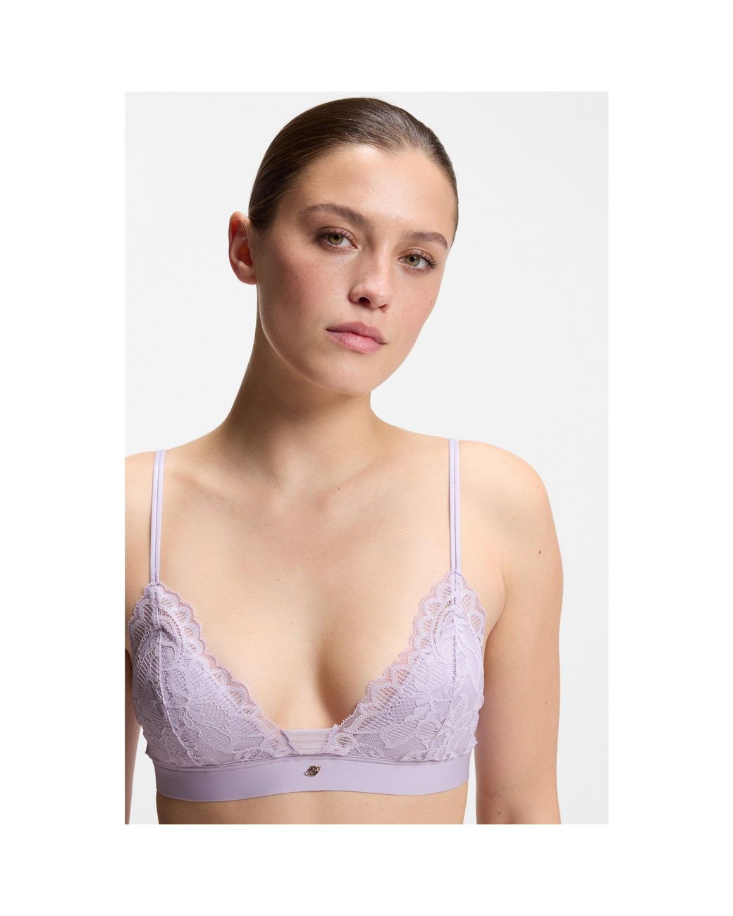 Boss Purple Premium Lace Bralette With Mesh Pleating