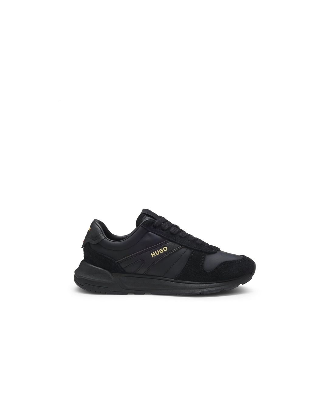 HUGO Black Suede Trainers With-Tone Foiled Logo for men