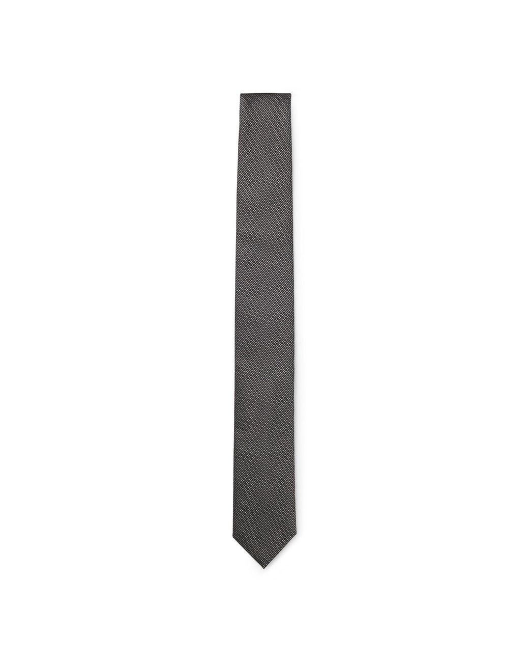 HUGO Gray Silk Tie With Jacquard Pattern for men