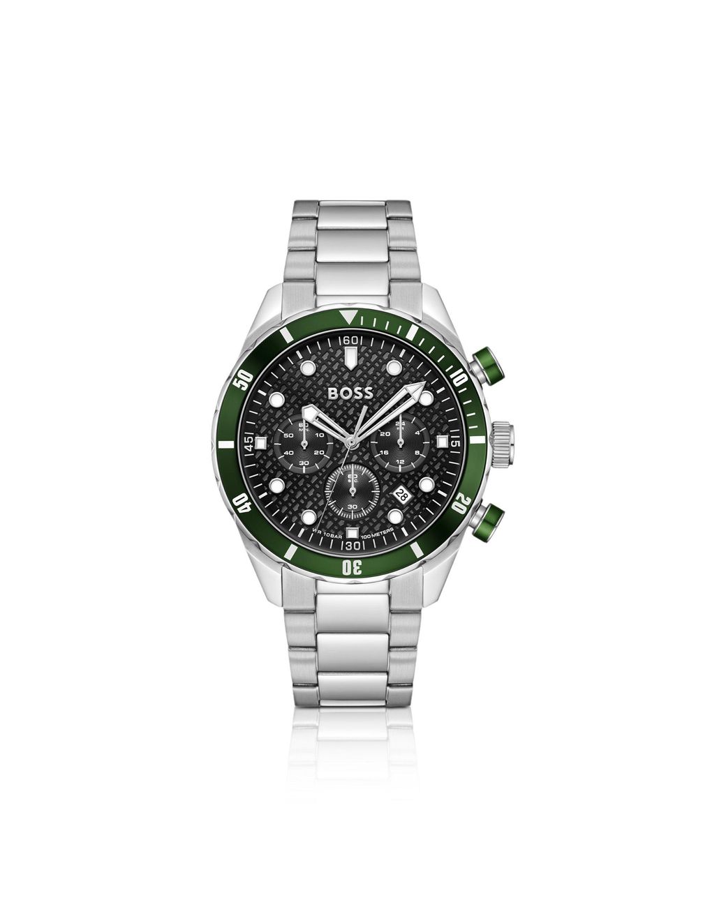 Boss Multicolor Chronomatix Stainless-Steel Watch With Monogram-Textured Dial for men