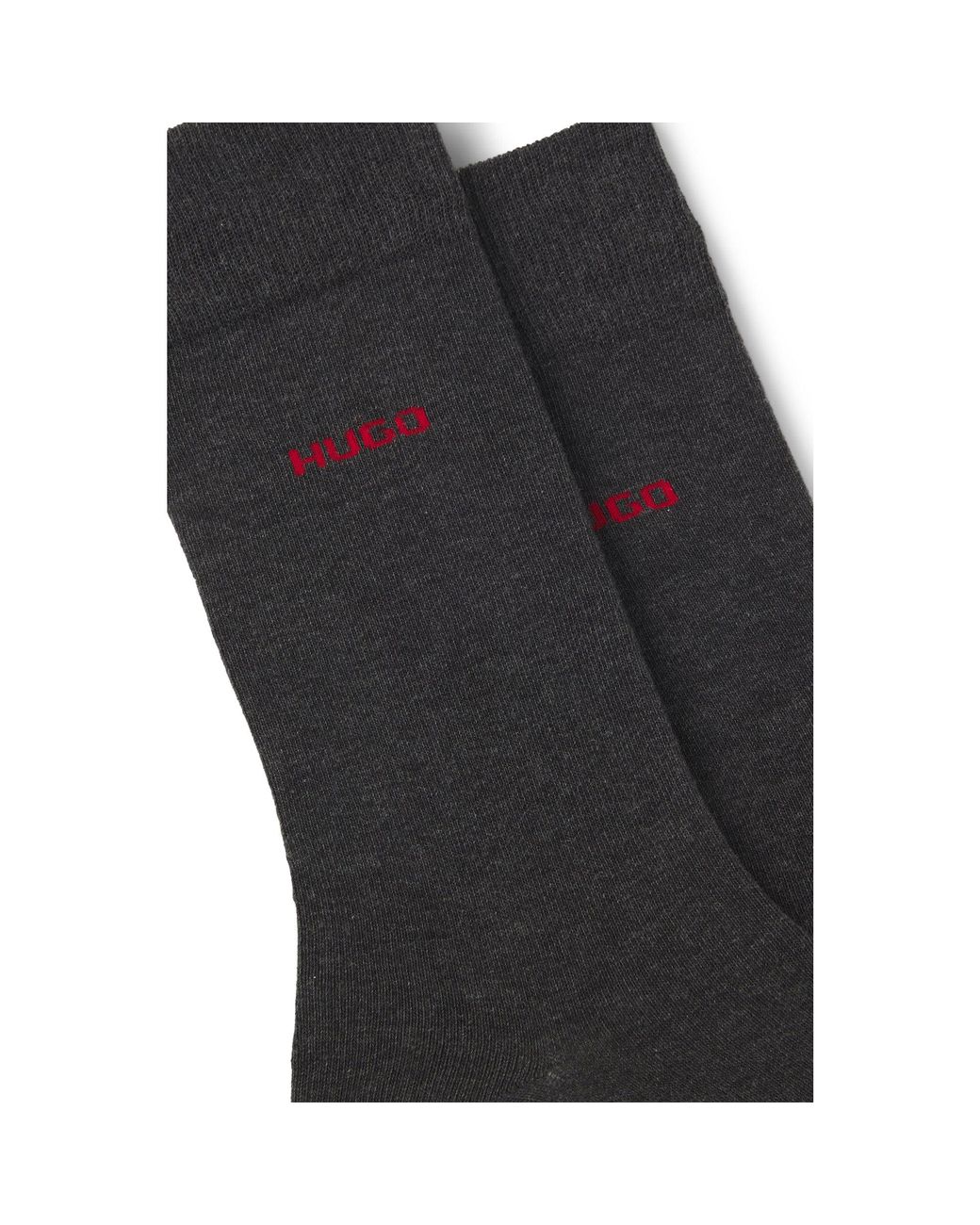 HUGO Black Two-Pack Of Regular-Length Logo Socks for men