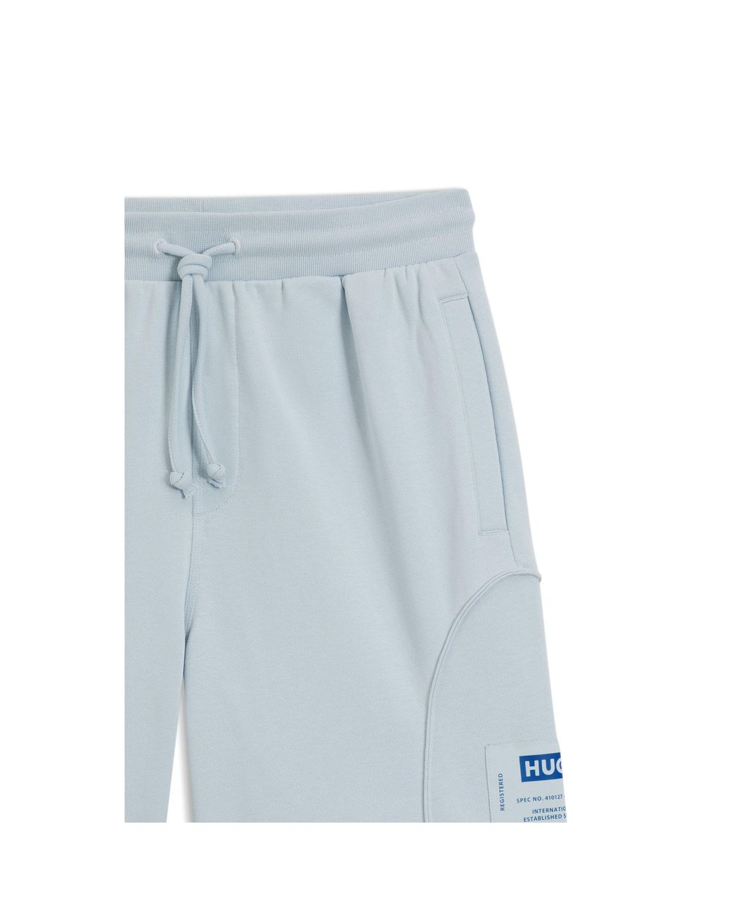 HUGO Blue Cotton-Blend Shorts With Logo Label for men