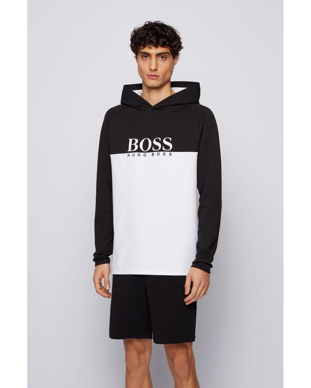 BOSS by Hugo Boss Loungewear Top In A Double Knit Cotton Blend in Black