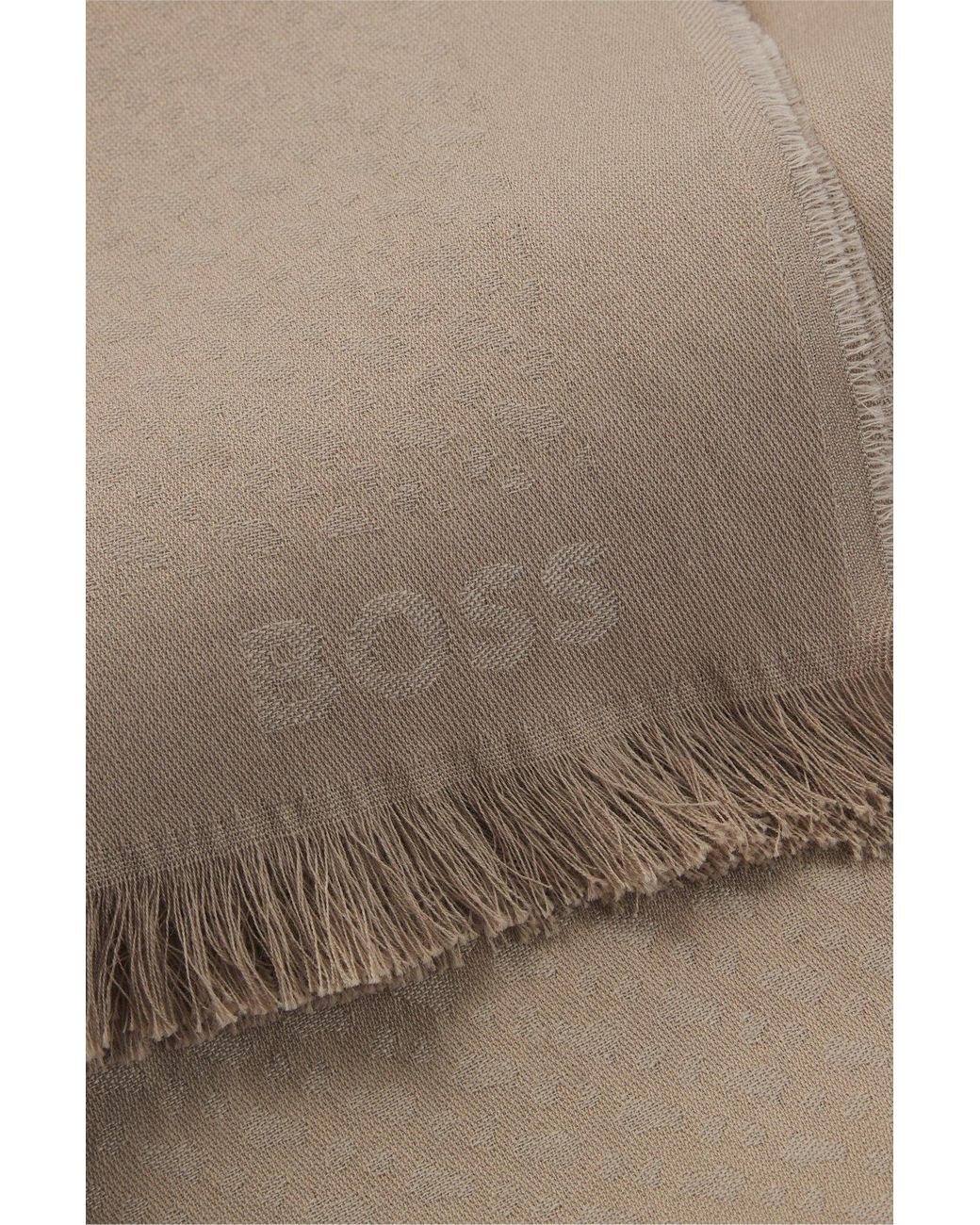 Sciarpa Con Monogrammi di Boss in Natural da Uomo