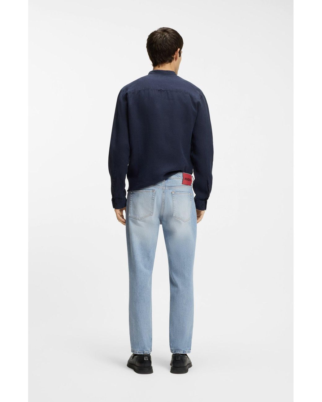 HUGO Tapered-Fit Jeans Aus Hellblauem, Elastischem Denim in Blue für Herren