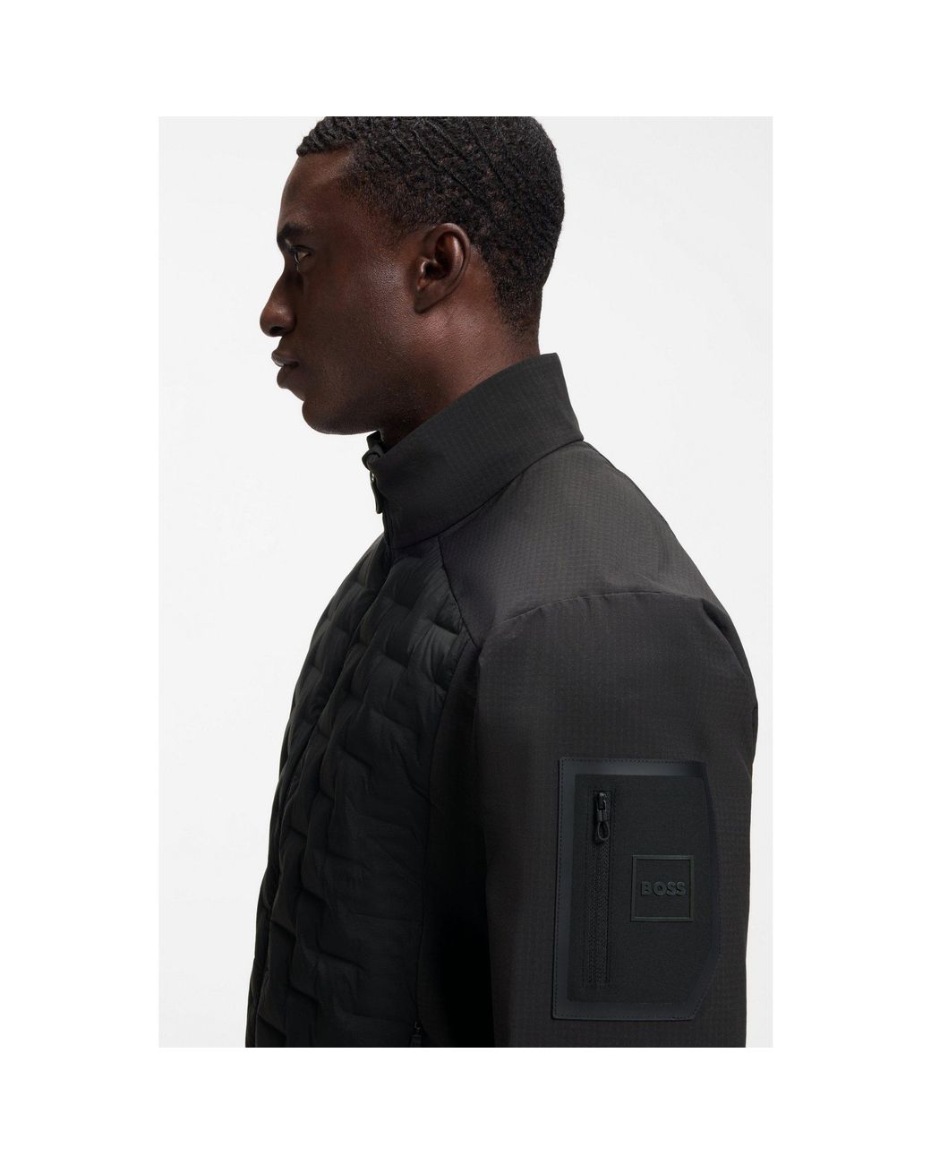 Boss Black Water-Repellent Jacket With Certified Down Filling for men