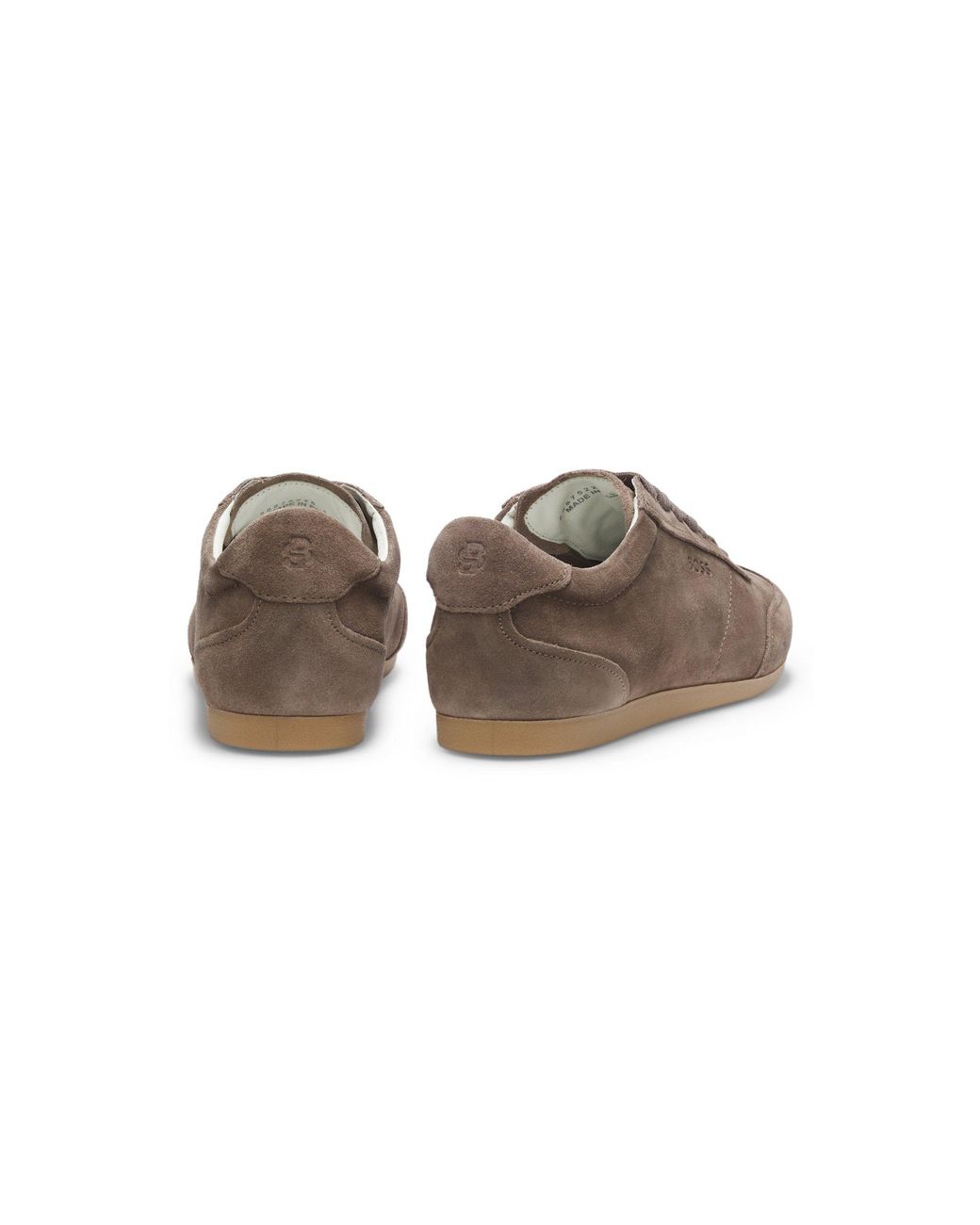 Boss Brown Suede Trainers With Logo Details