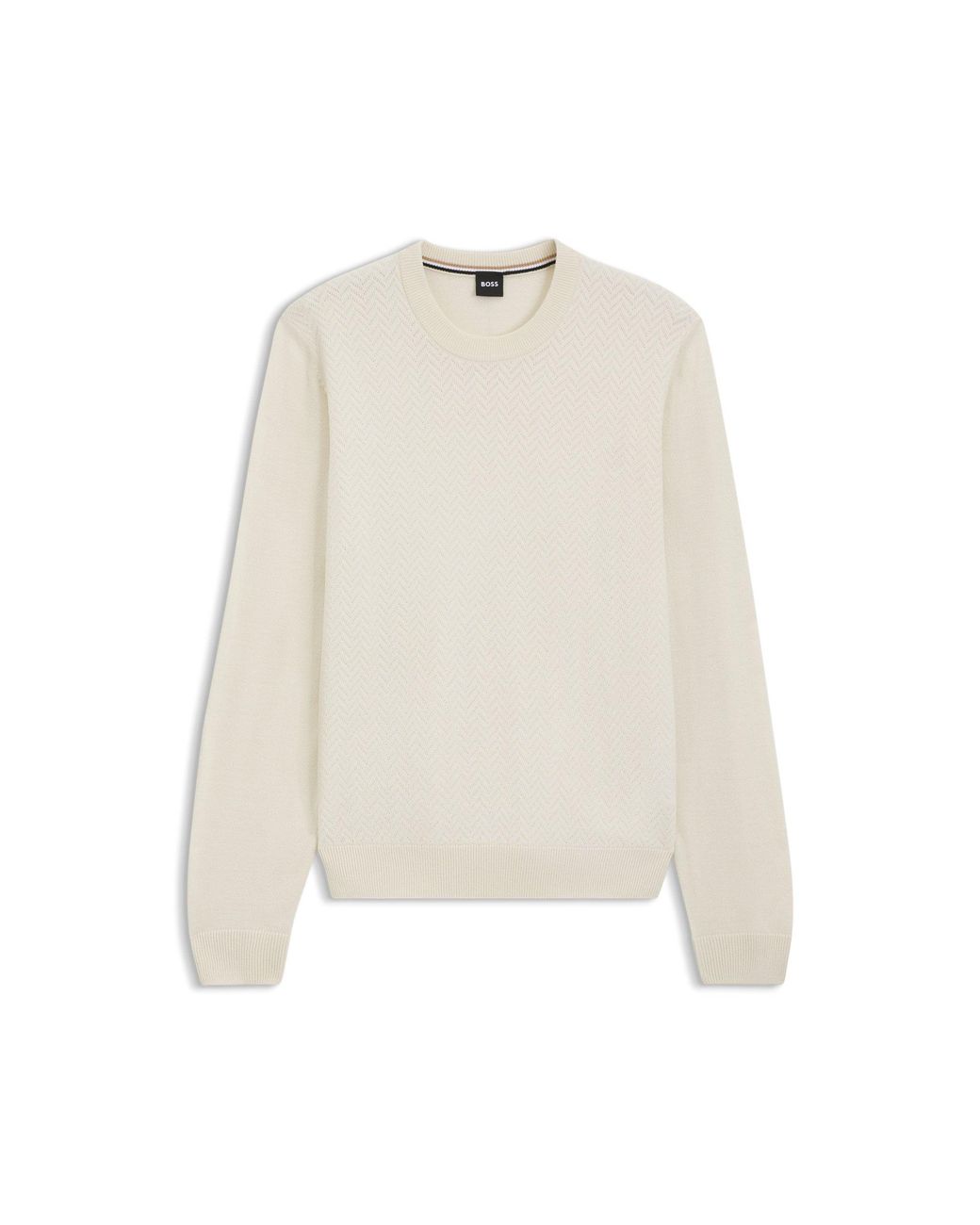 Boss Natural Wool-Blend Sweater With A Textured Front for men