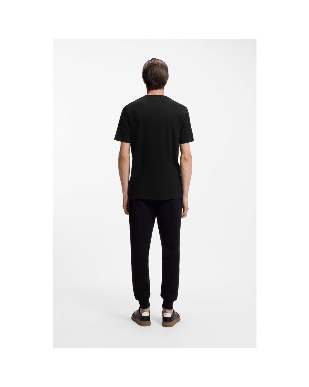 Boss Black Cotton-Blend T-Shirt With Bubble-Jacquard Structure for men