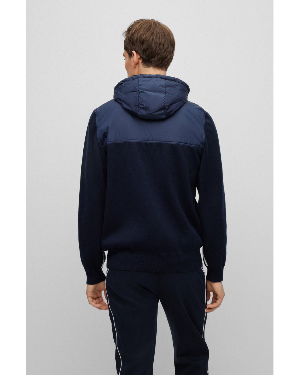 BOSS Porsche X Hybrid Hooded Jacket With Striped Trims in Blue for