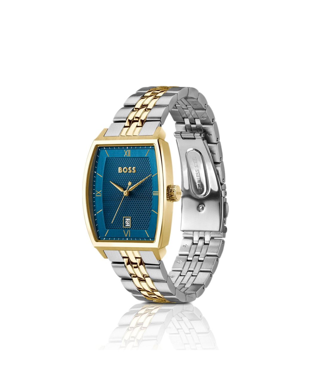 Boss Blue Principle Ark Two-Tone Watch With Textured Dial for men