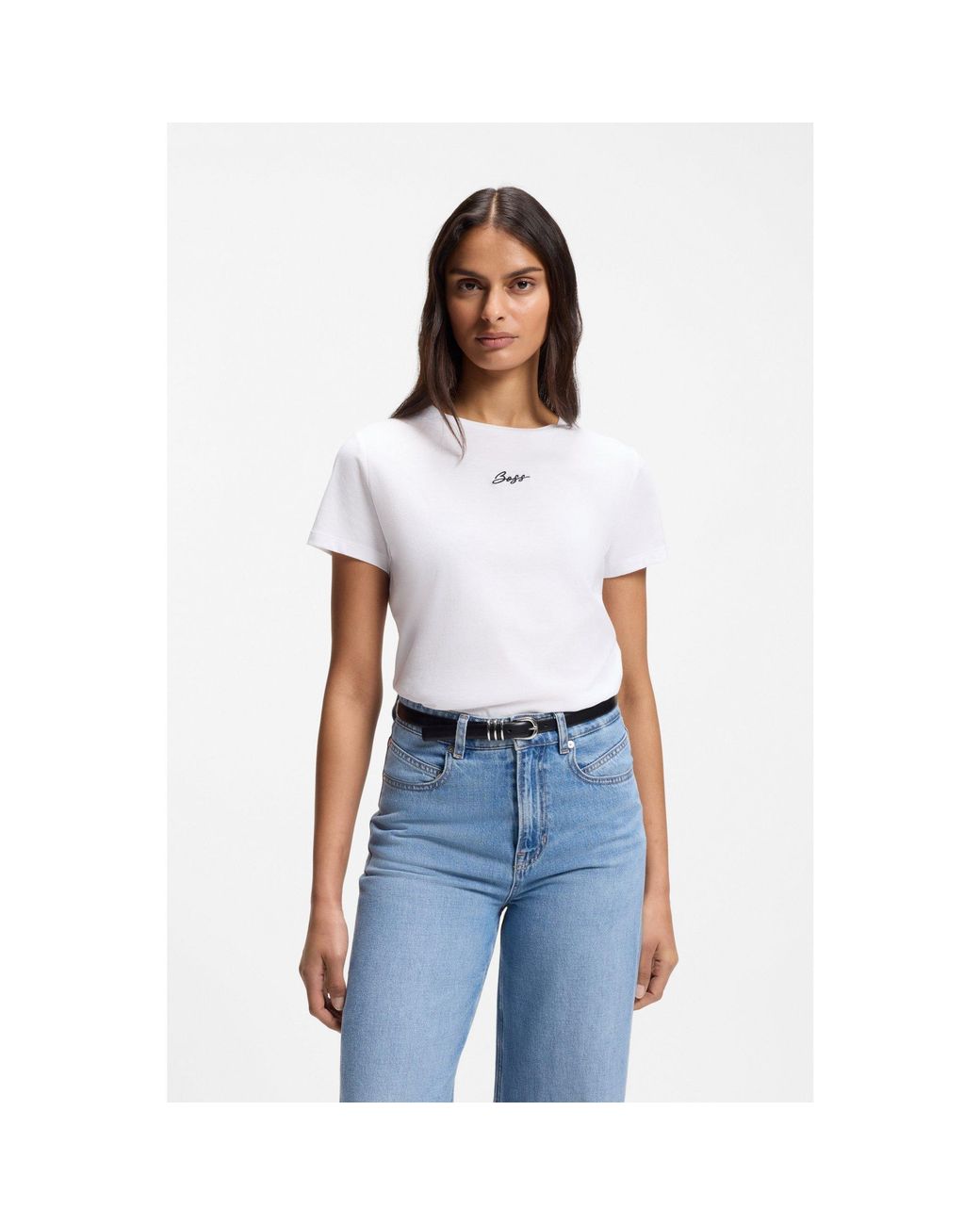 Boss White Slim-Fit Cotton T-Shirt