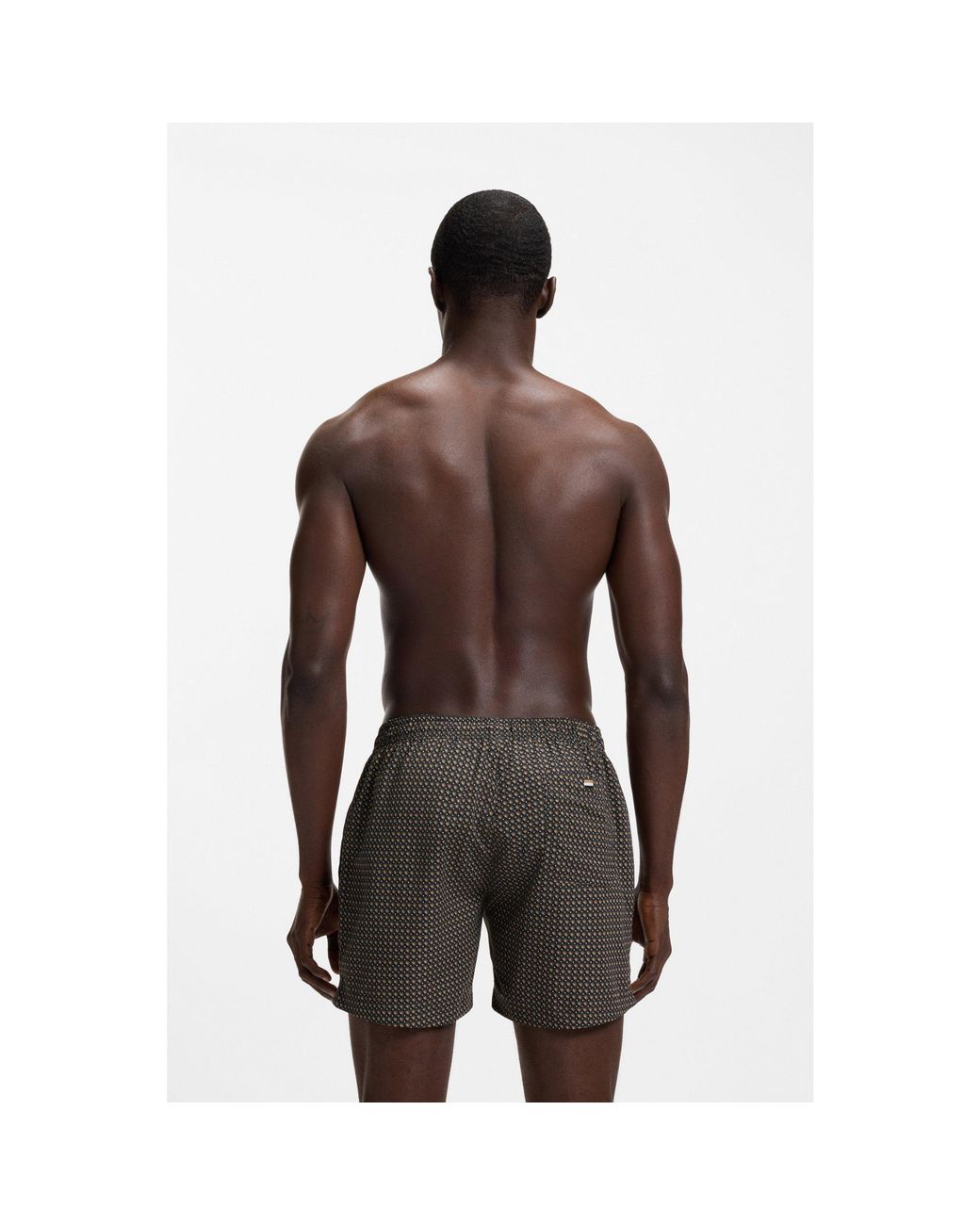 Boss Gray Printed Swim Shorts for men