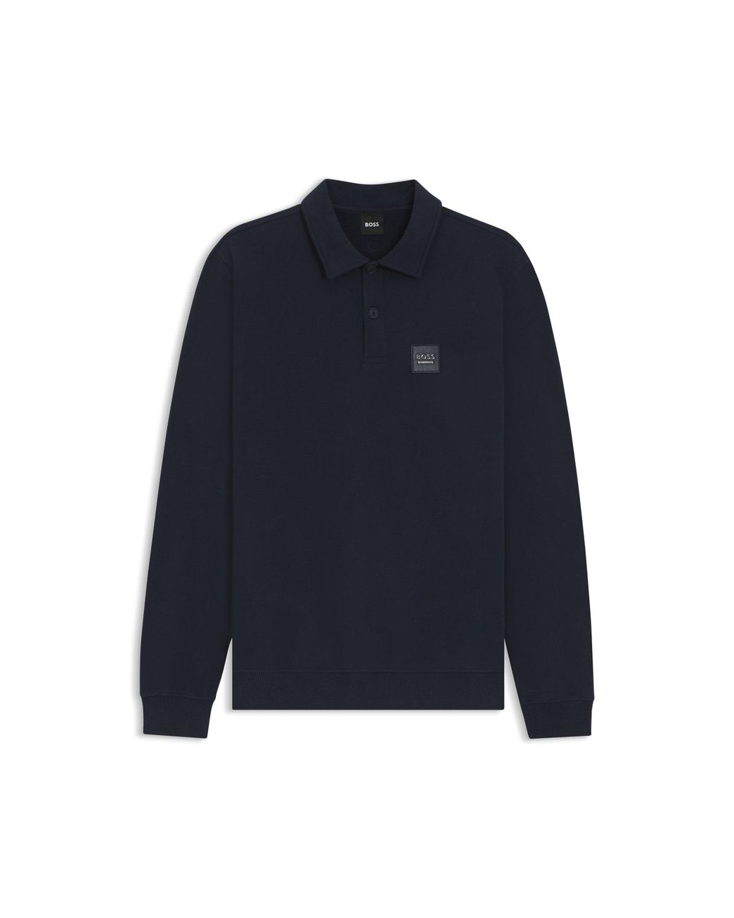 Boss Blue Equestrian Stretch-Cotton Knit Polo With Logo Patch for men