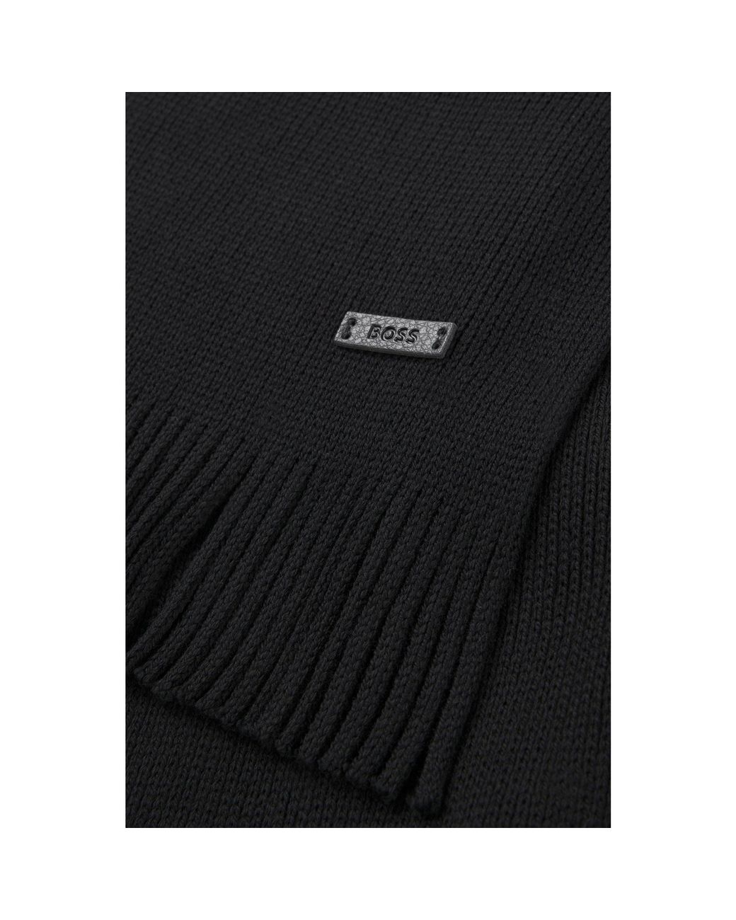 Boss Black Knitted Scarf for men