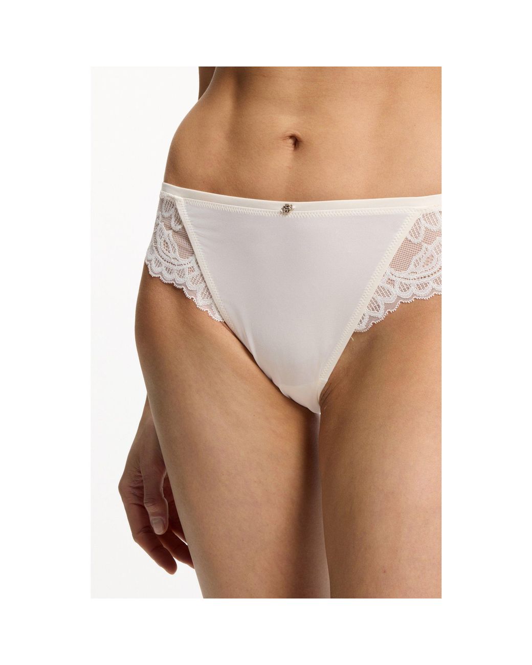 Boss Natural Lace Briefs With Mesh Pleating Details