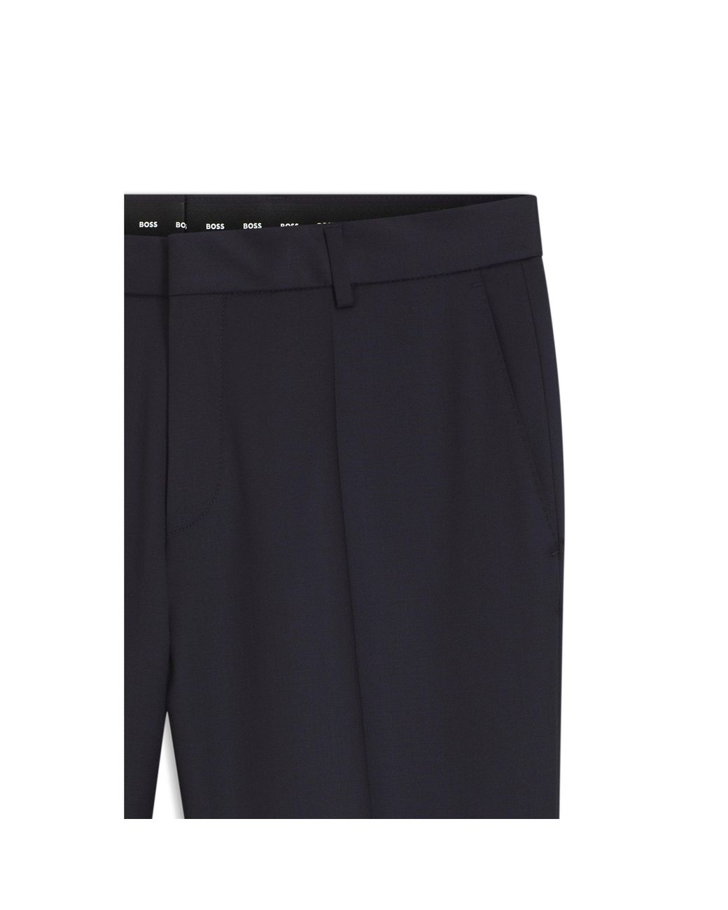 Boss Blue Formal Trousers In Virgin-wool Serge for men