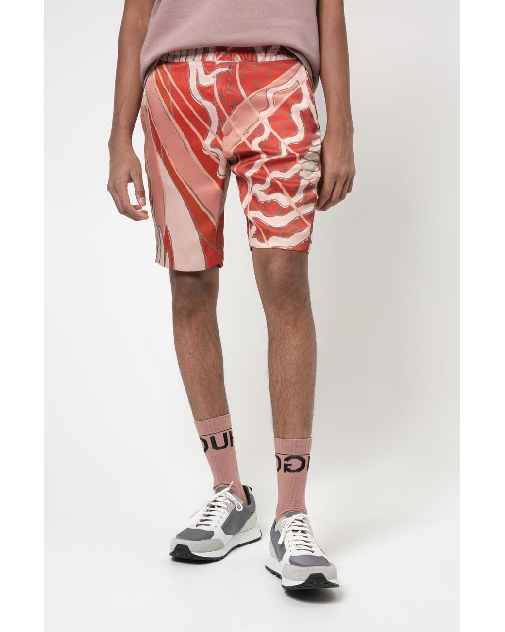 BOSS by Hugo Boss Satin Slim Fit Chino Style Shorts With Collection Print for Men - Lyst