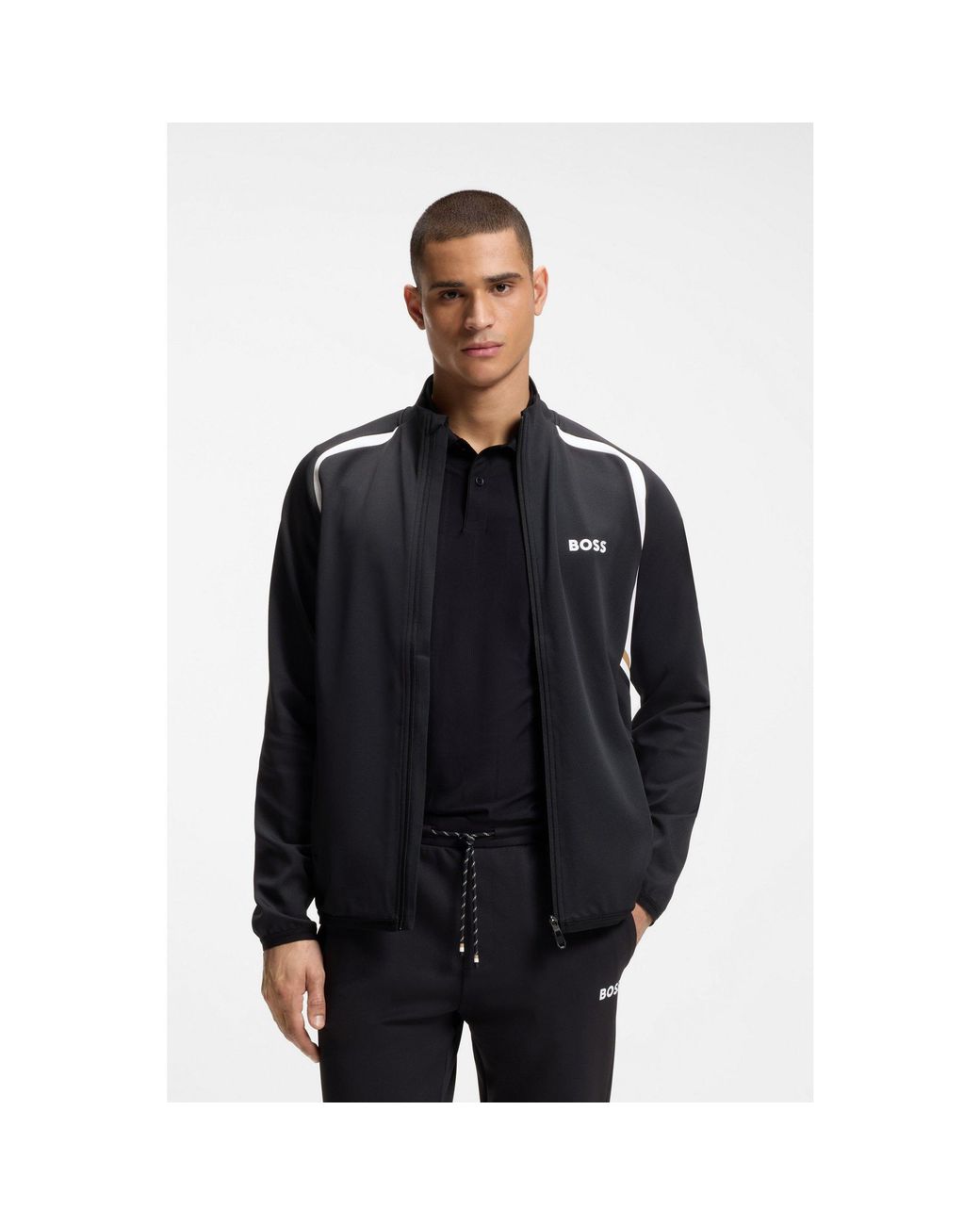 Boss Black Active Zip-Up Sweatshirt With Temperature-Regulating Performance for men