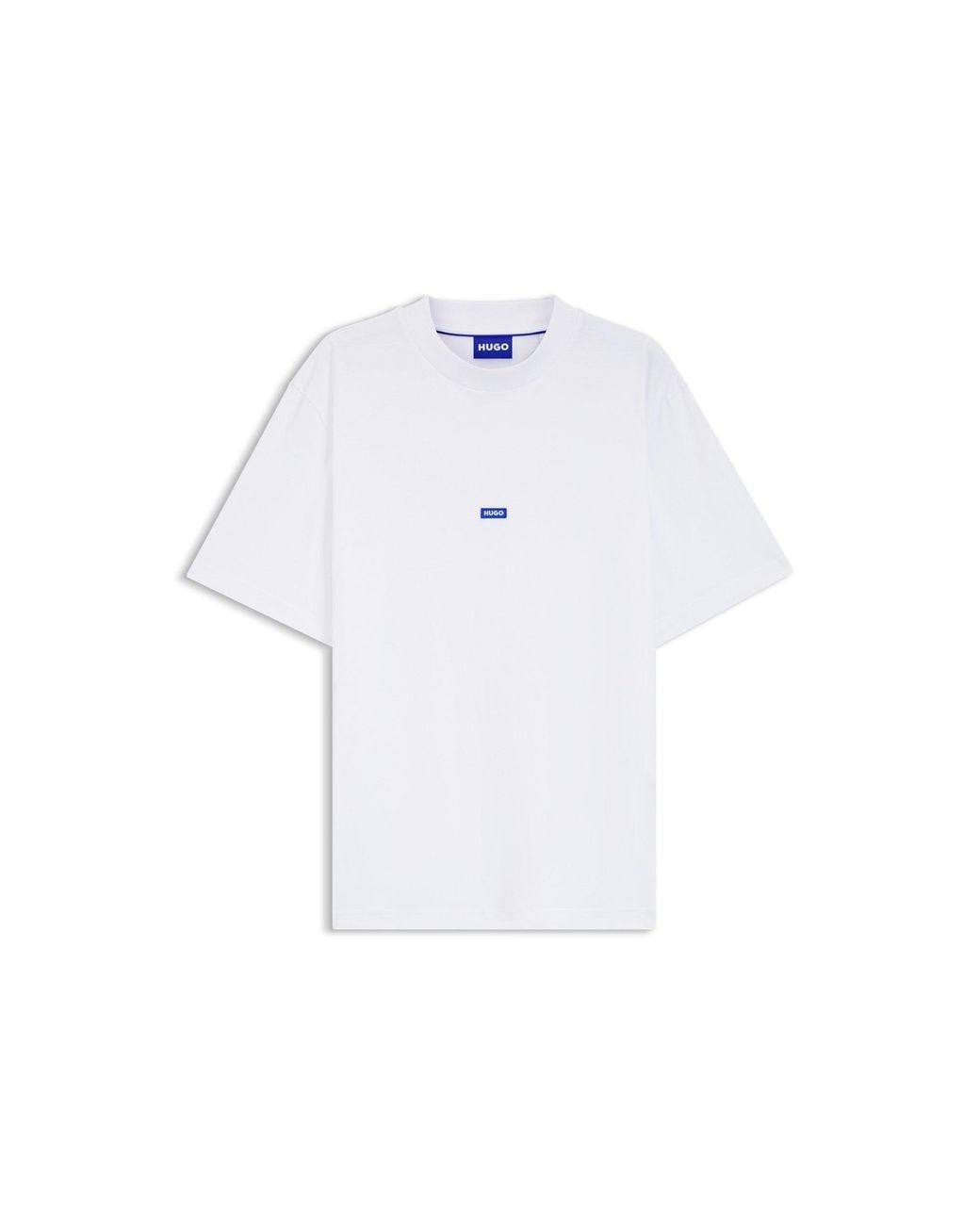 HUGO White Cotton-Jersey T-Shirt With Logo Badge for men