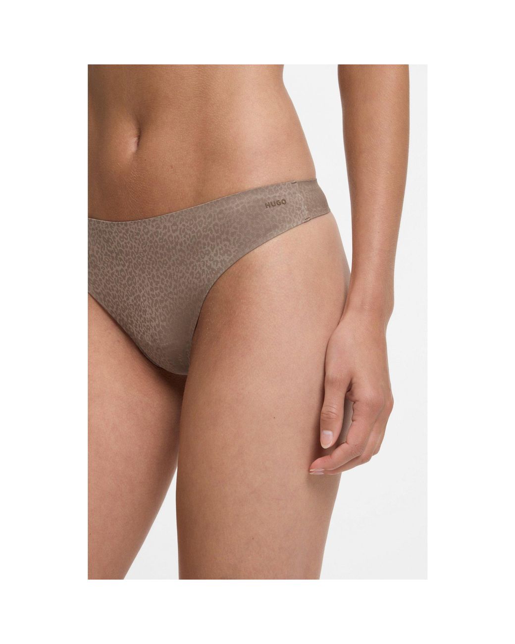 HUGO Brown Print-Motif Thong