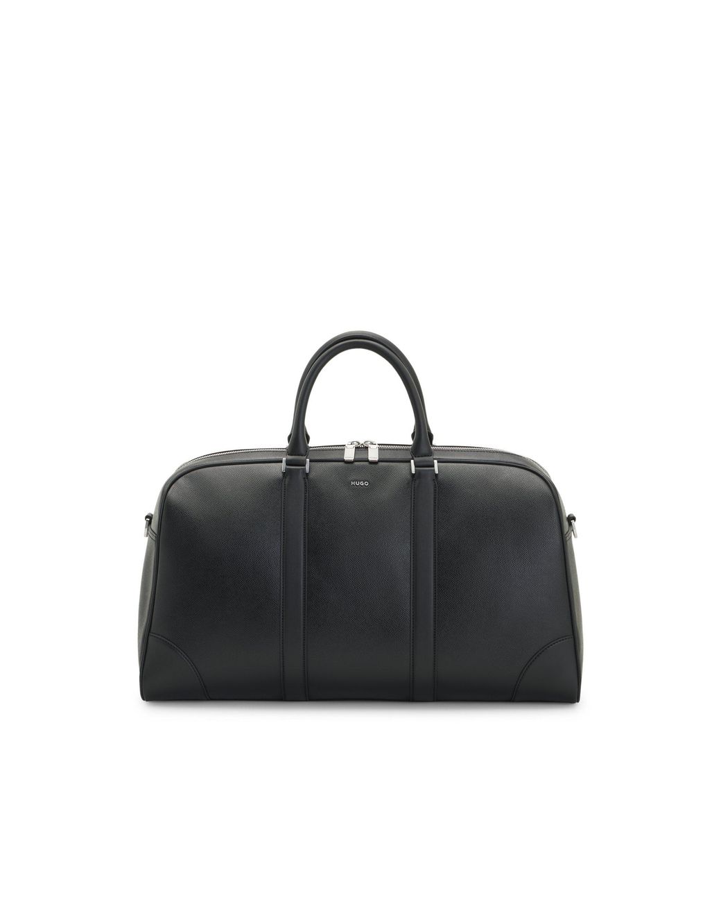 HUGO Black Recycled-Leather Holdall for men