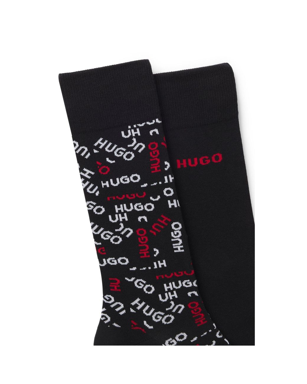 HUGO Black Two-Pack Of Cotton-Blend Logo Socks for men