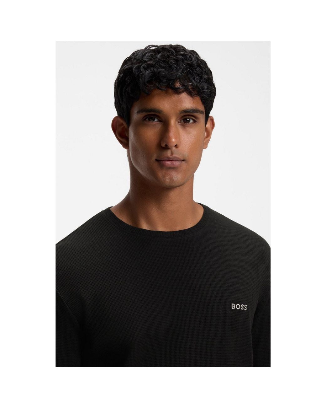 Boss Black Ottoman Pyjama T-Shirt With Embroidered Logo for men
