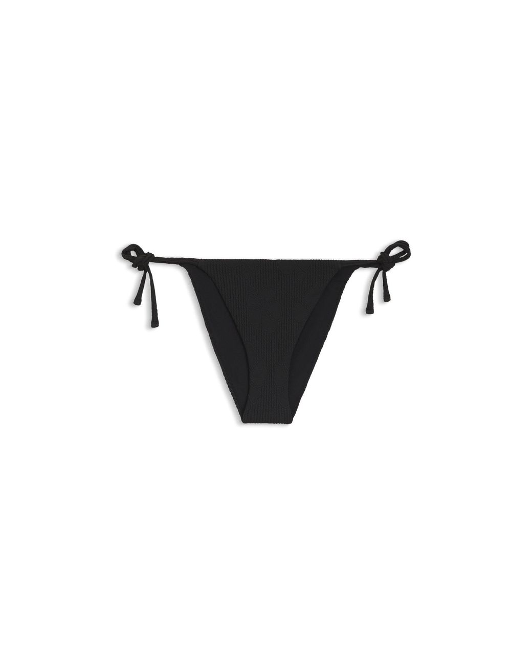 HUGO Black Tie-Side Bikini Bottoms With Structured Tropical Pattern