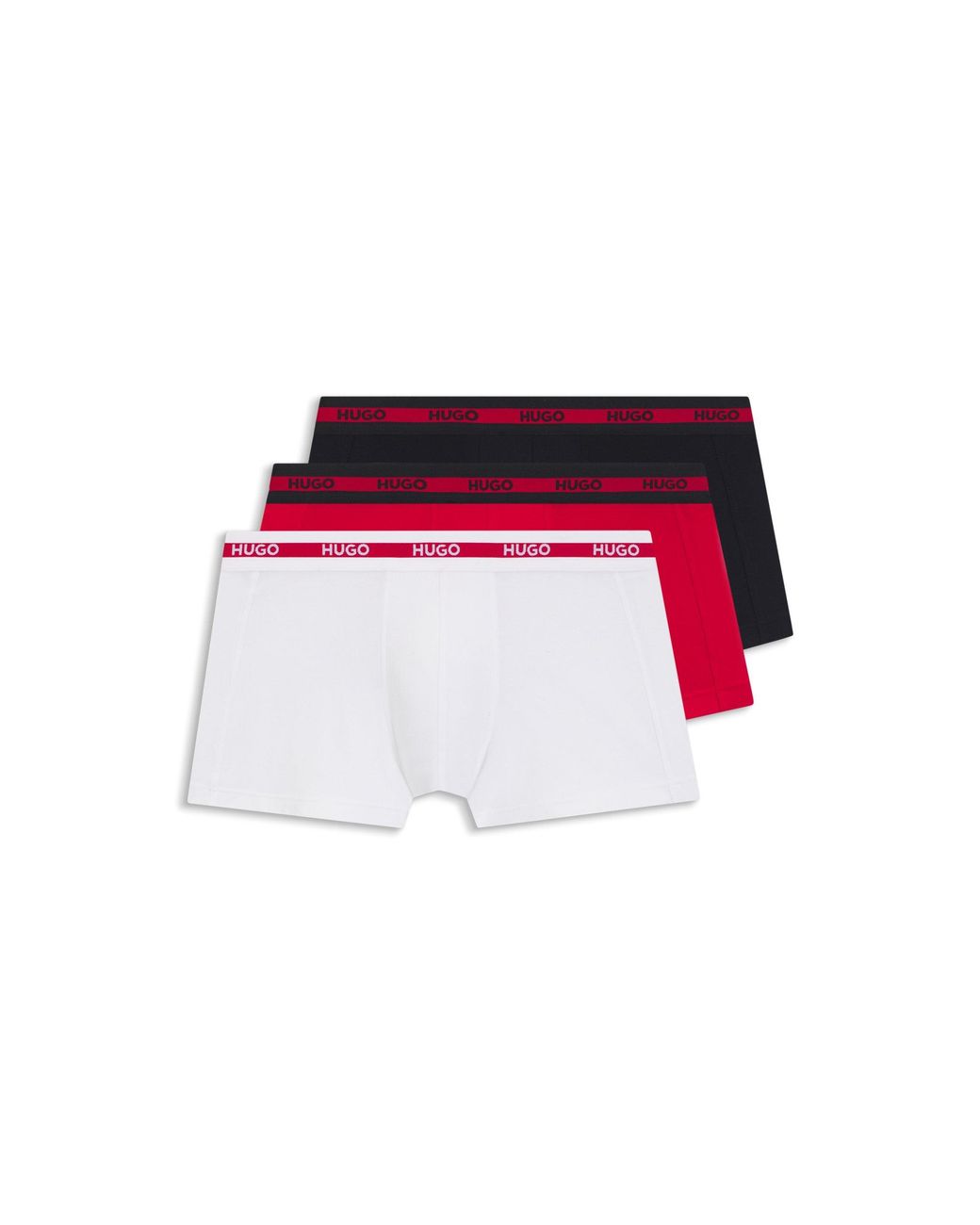 HUGO Red Three-Pack Of Stretch-Cotton Trunks With Logo Waistbands for men