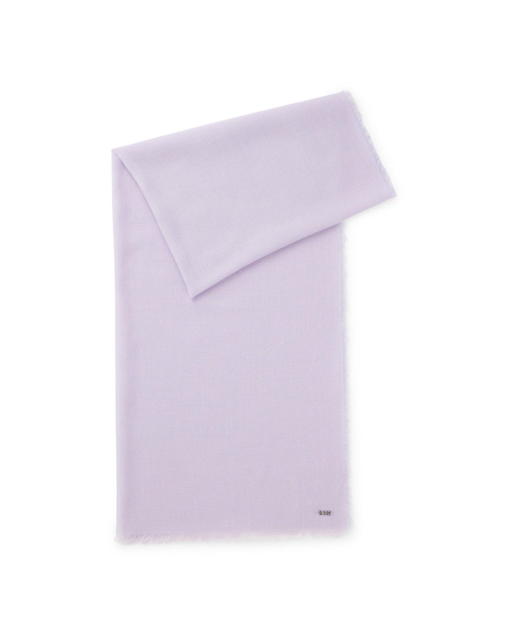 Boss Purple Lightweight Wool Scarf With Fringed Trims