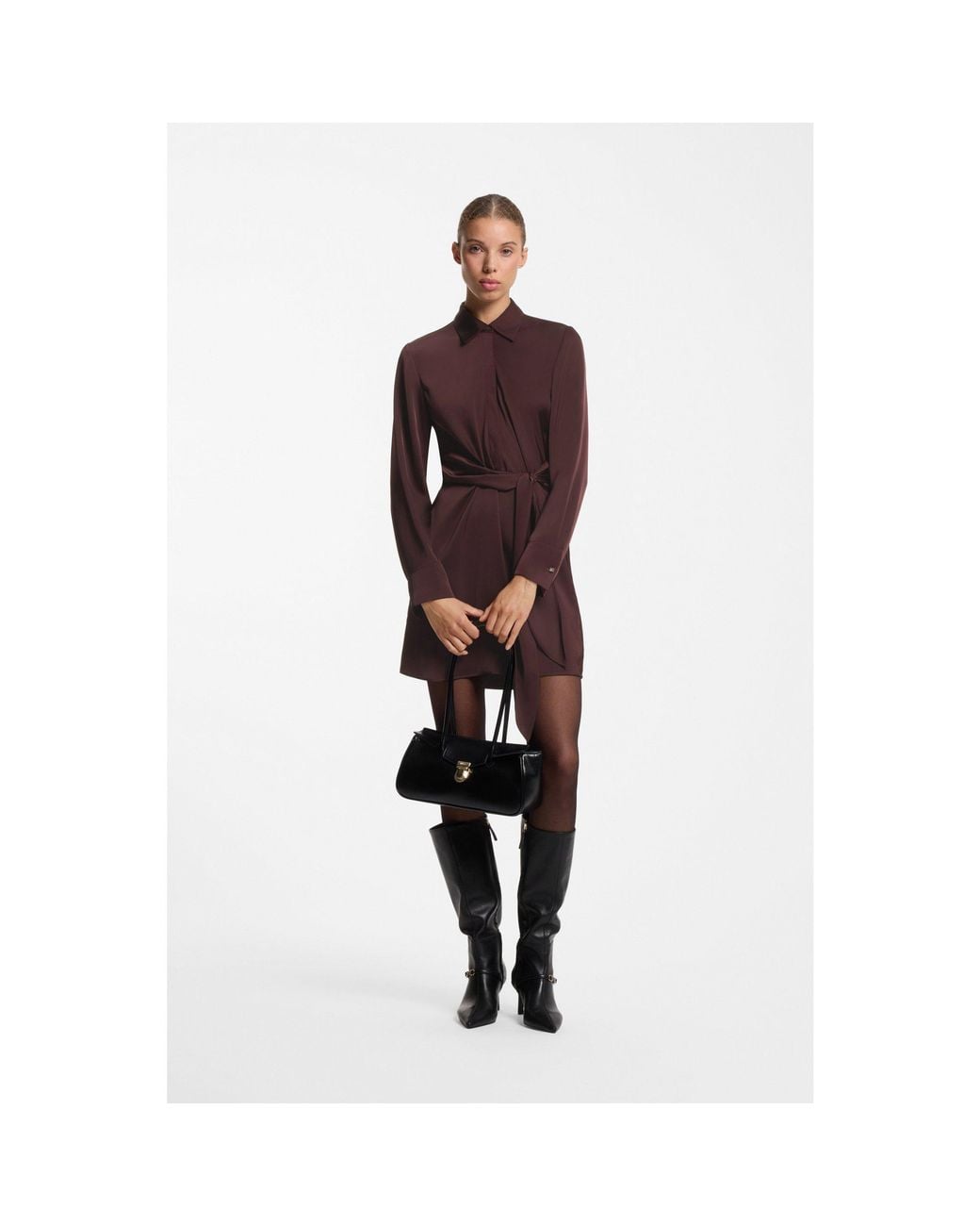 HUGO Purple Long-Sleeved Wrap Dress