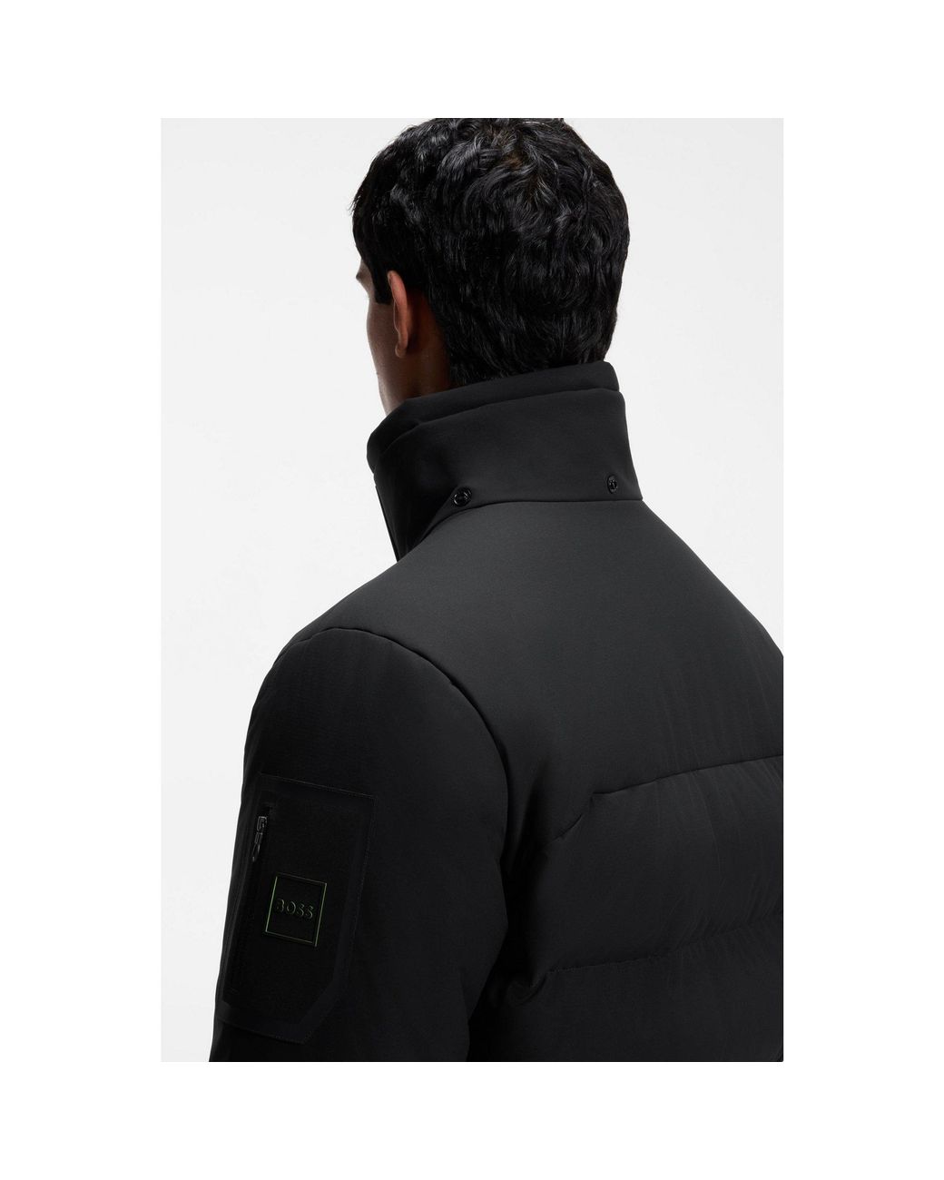 Boss Black Water-Repellent Parka Jacket With Down Filling for men