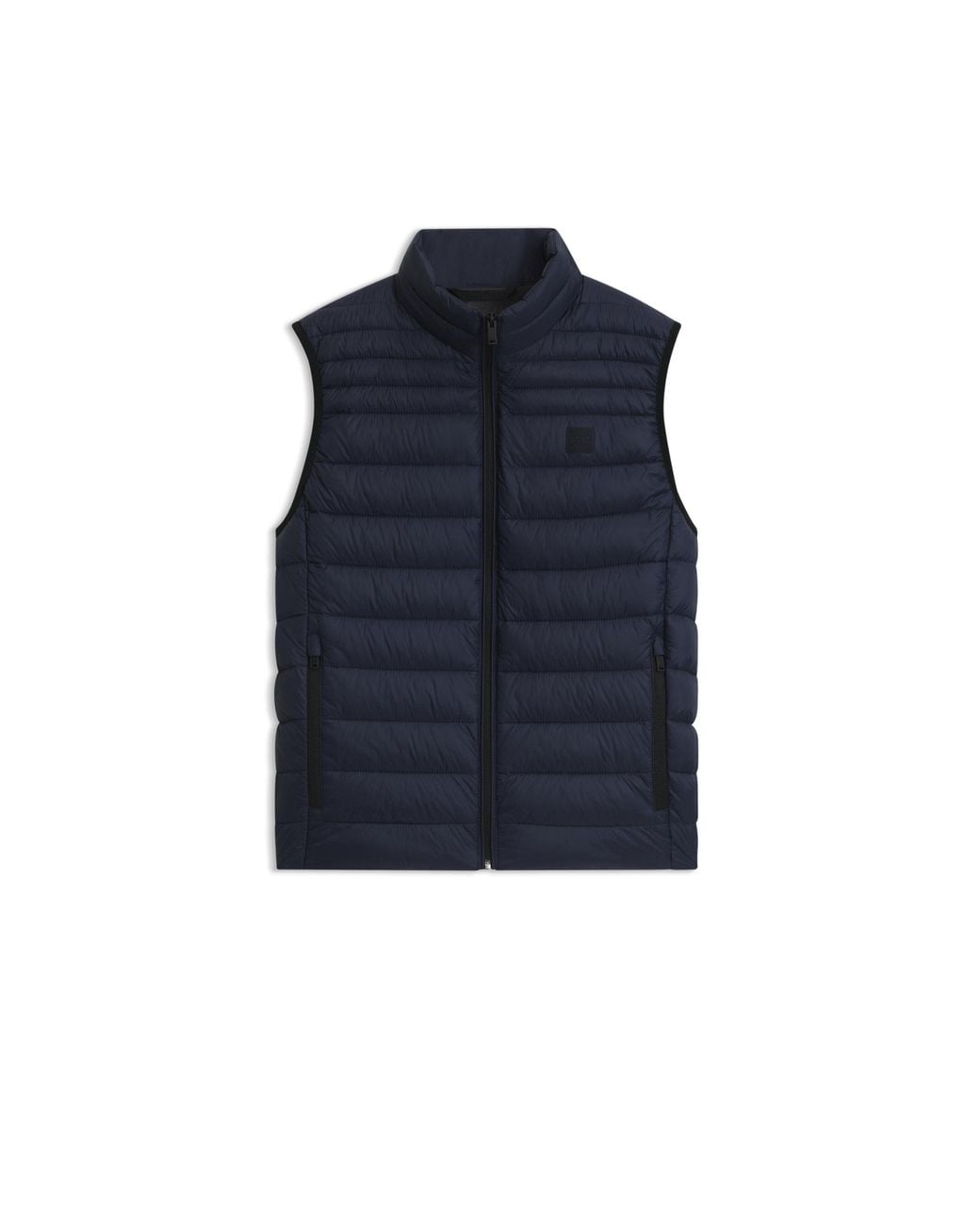 Boss Blue Water-Repellent Gilet With Logo Patch for men