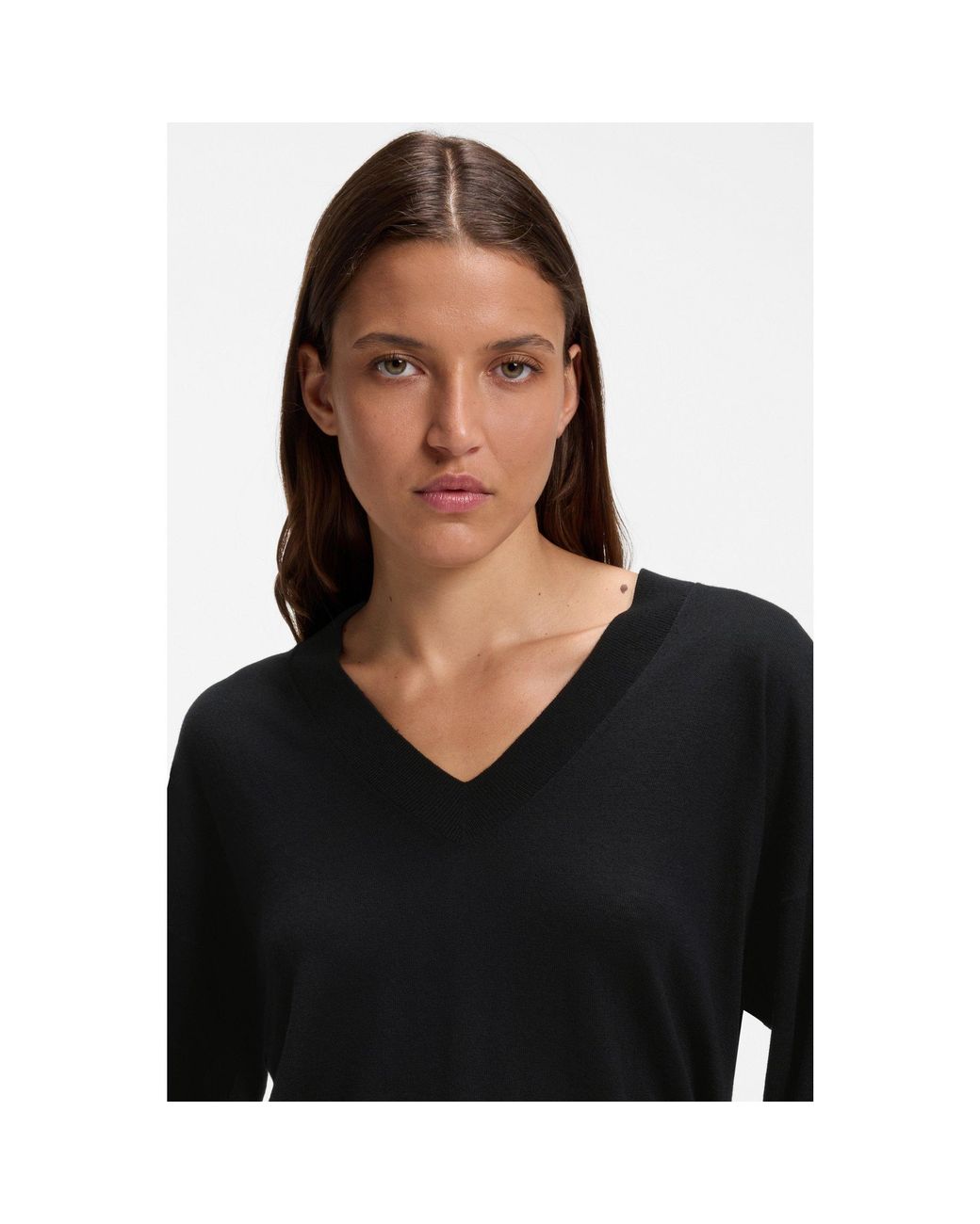 HUGO Black V-Neck Sweater