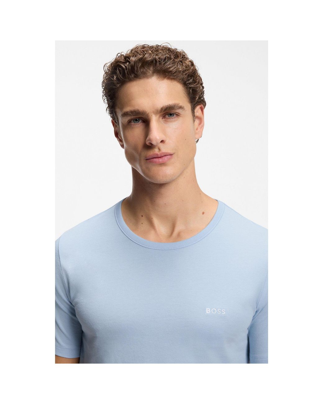 Boss Blue Three-Pack Cotton T-Shirts for men
