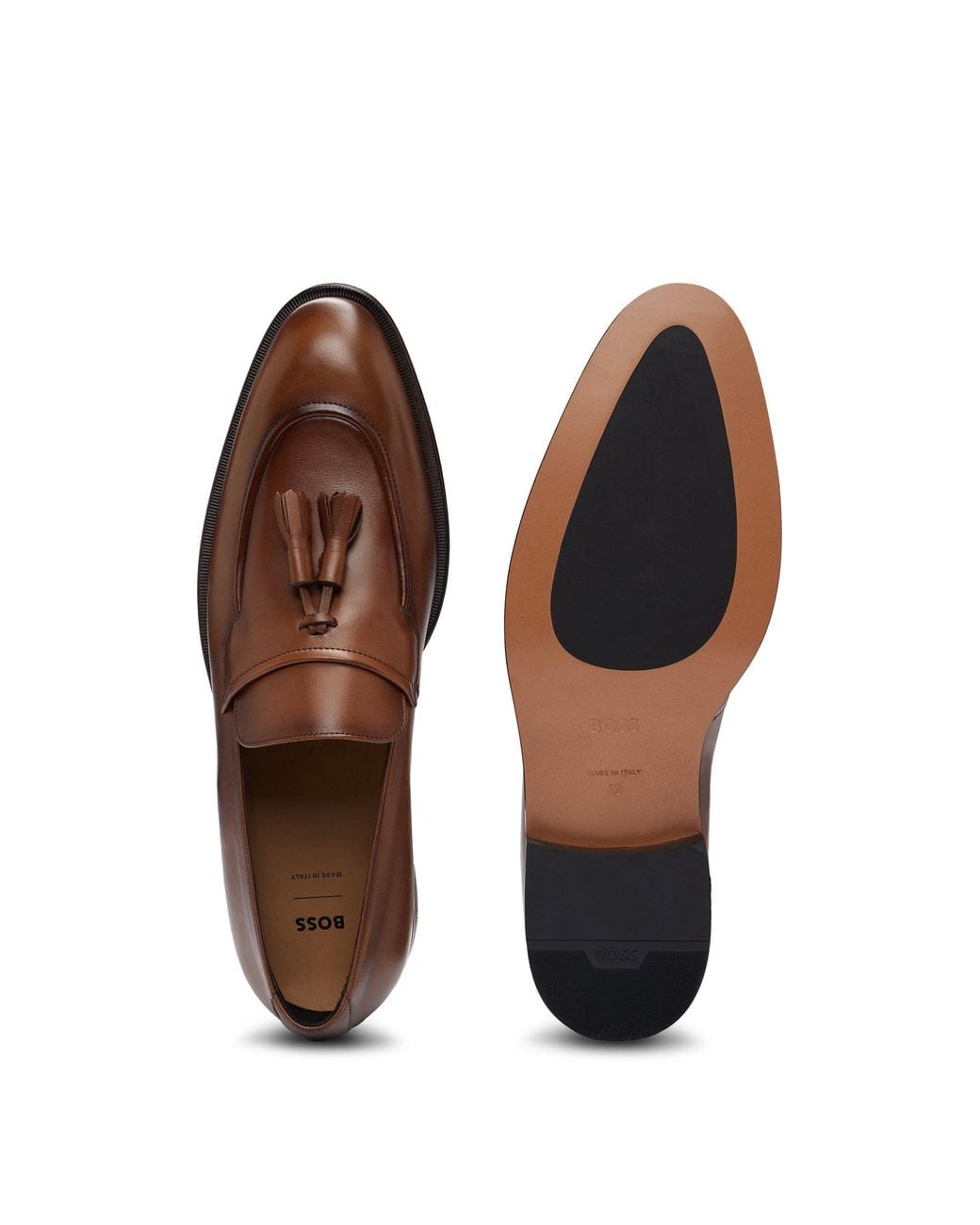 Boss Hugo Boss Tasseled Calfskin Leather Slip-On Loafers Brown‎ Mens Size 8.5 US boss-Beige-Suede-Slip-on-  main image 4