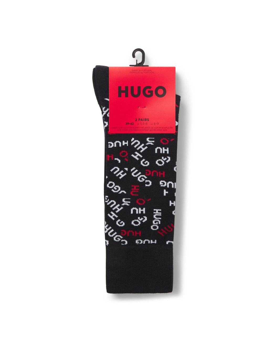HUGO Black Two-Pack Of Cotton-Blend Logo Socks for men
