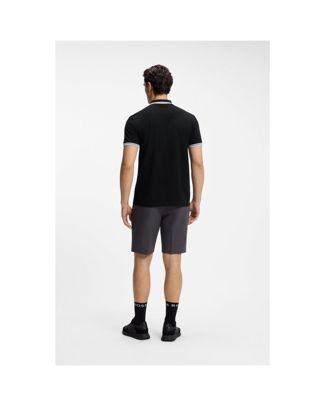 Boss Black Cotton Piqué Polo Shirt With Logo Details for men