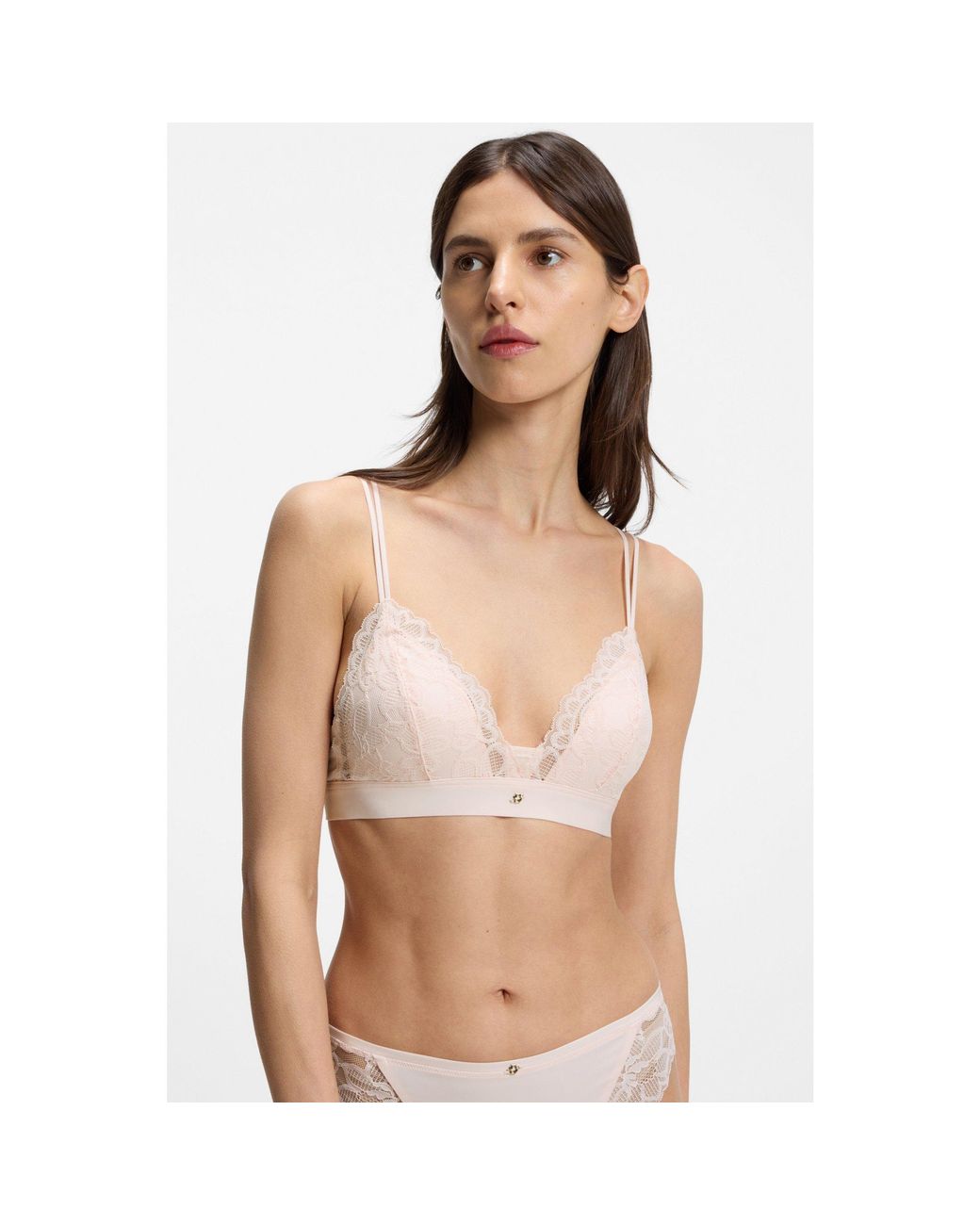 Boss Pink Premium Lace Bralette With Mesh Pleating
