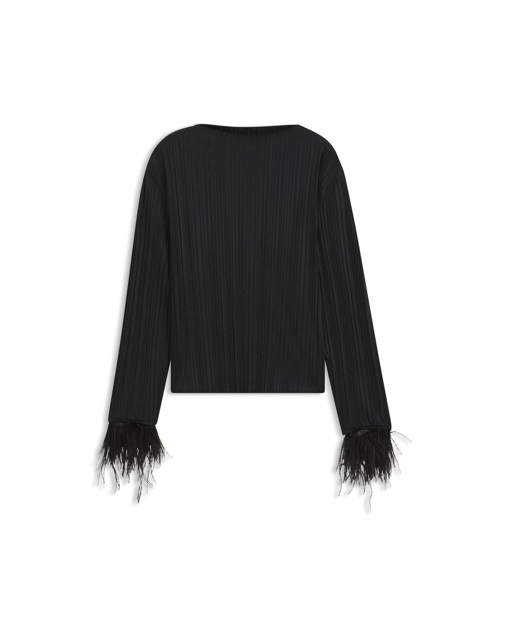 Boss Black Slim-Fit Mock-Neck Top With Feather Details