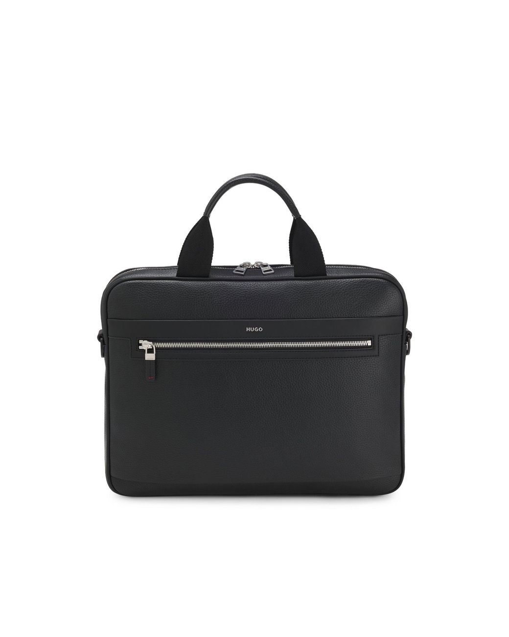 HUGO Black Faux-Leather Document Case for men