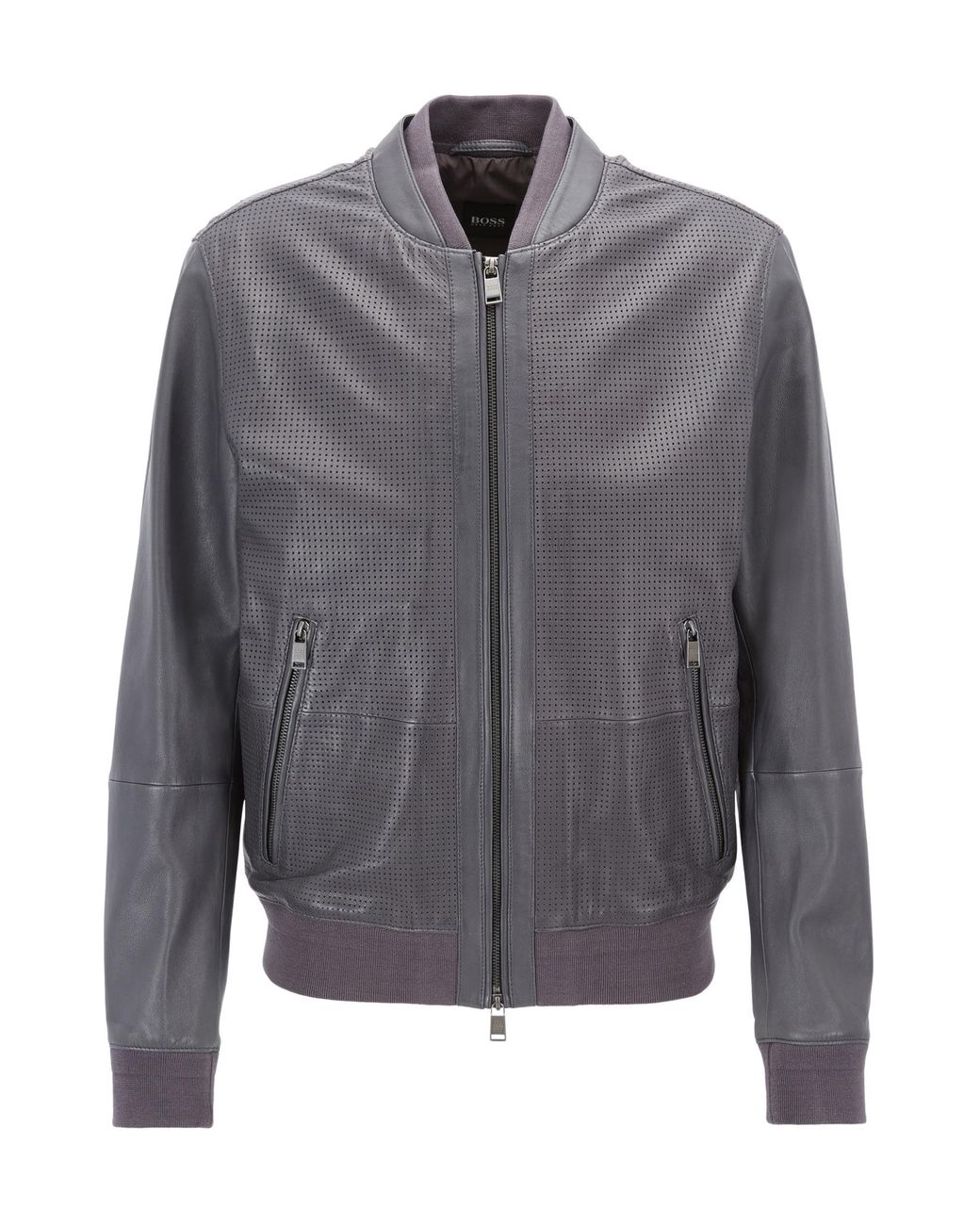 Hugo boss perforated leather jacket deals
