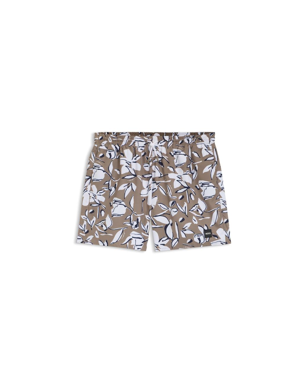 Boss Brown Printed Swim Shorts for men